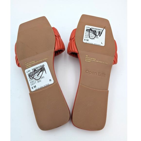 Open Edit Linx Slide Sandal Women's Woven Vamp Strap Orange Size US6M - Picture 8 of 9